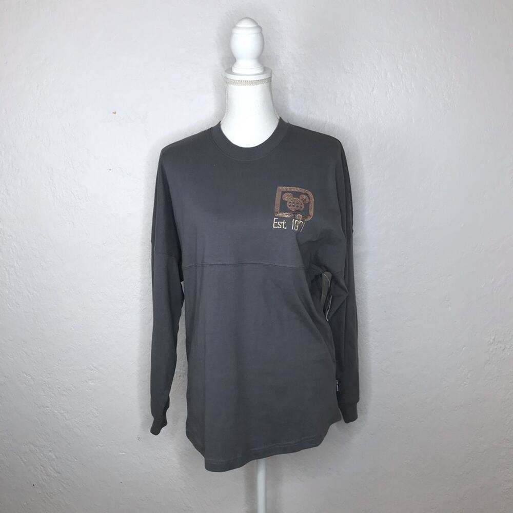 Disney Parks Spirit Jersey XS Gray Rose Gold Sequin Women's Long Sleeve NWT - Picture 2 of 6